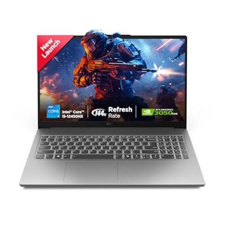 Lenovo LOQ Essential Intel Core i5-12450HX| NVIDIA RTX 3050 6GB (12GB RAM/512GB SSD/144Hz Refresh Rate/15.6" (39.6cm)/Windows 11/3 Mon. Game Pass/Grey/1.7Kg), 83LK006AIN AI Gaming Laptop